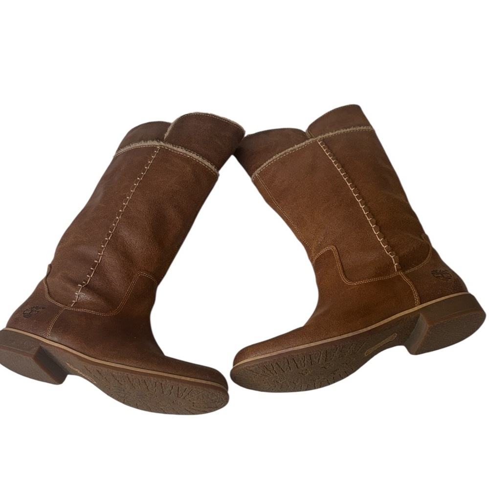 Timberland Earthkeepers Shoreham Tall Fold Down boots,tan/brown leather,size 9.5 - Picture 3 of 14
